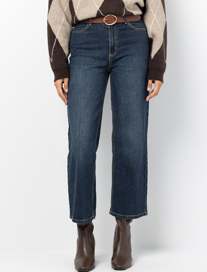 Jean court à jambe large pour femme