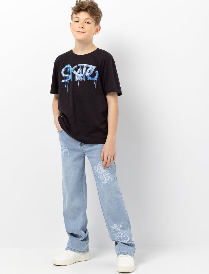 Jean imprimé à taille régulière