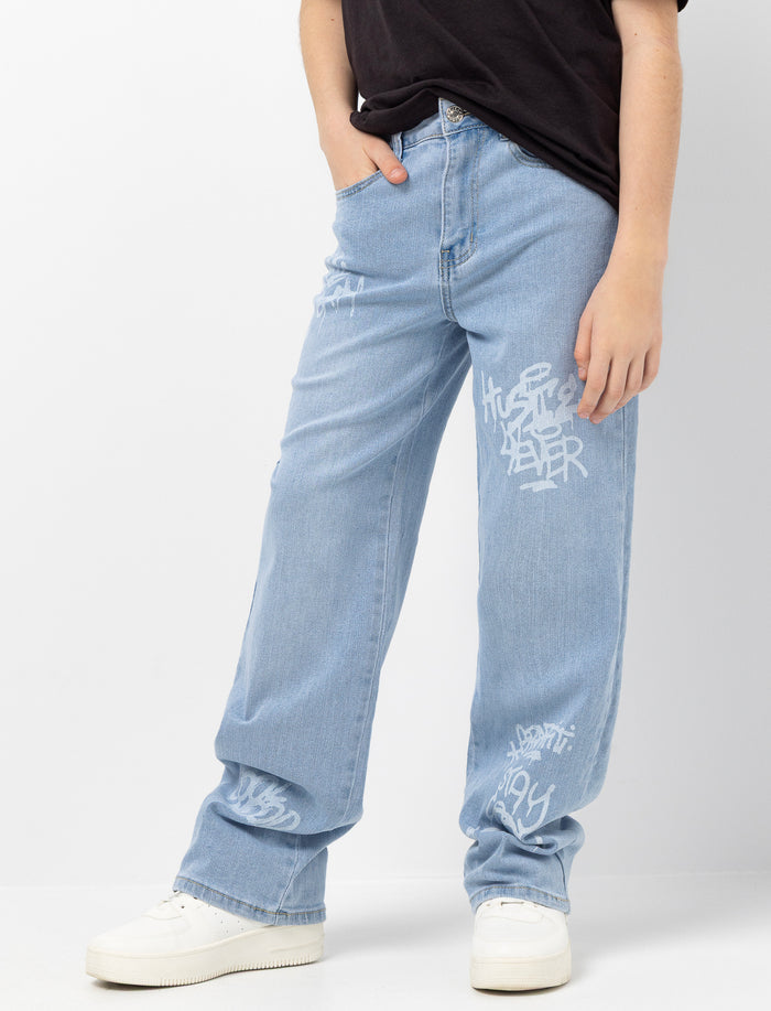 Jean imprimé à taille régulière