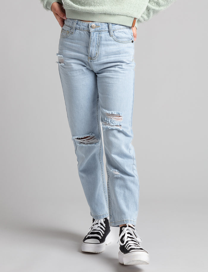 Jean Mom à taille haute déchiré
