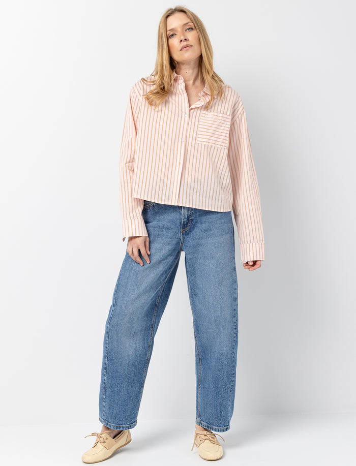Jean taille haute à jambe ballon pour femme