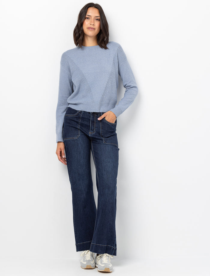Jean taille haute à jambe évasée pour femme