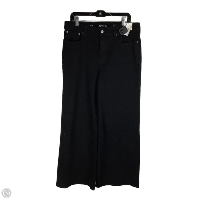 Jeans Wide Leg By J. Crew In Black Denim, Size: 12 (31 Petite)