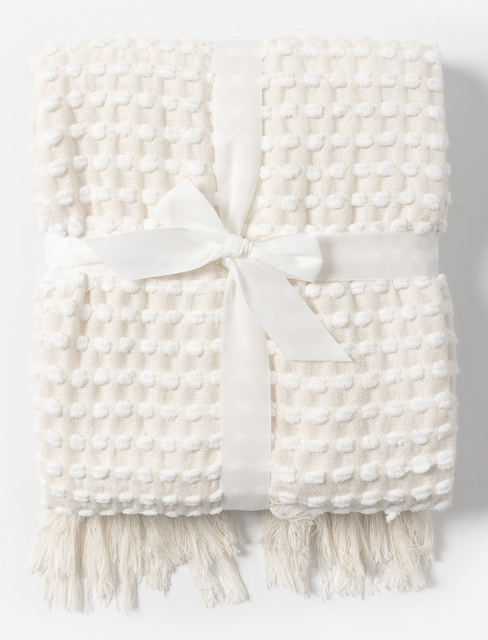 Jeté texturé à franges