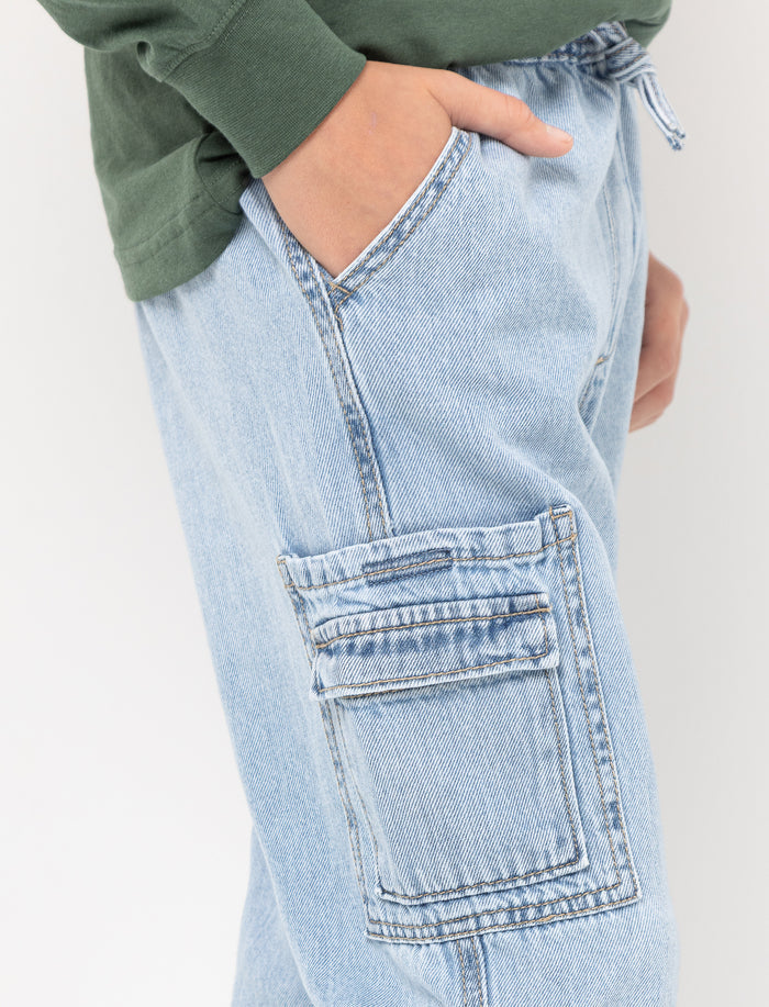 Jogger cargo en denim pour ado garçon