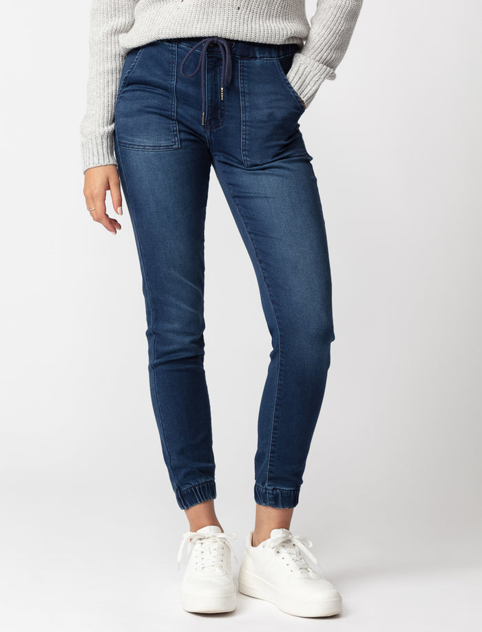 Jogger en denim extensible