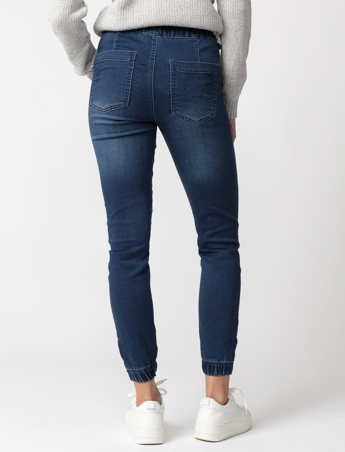 Jogger en denim extensible