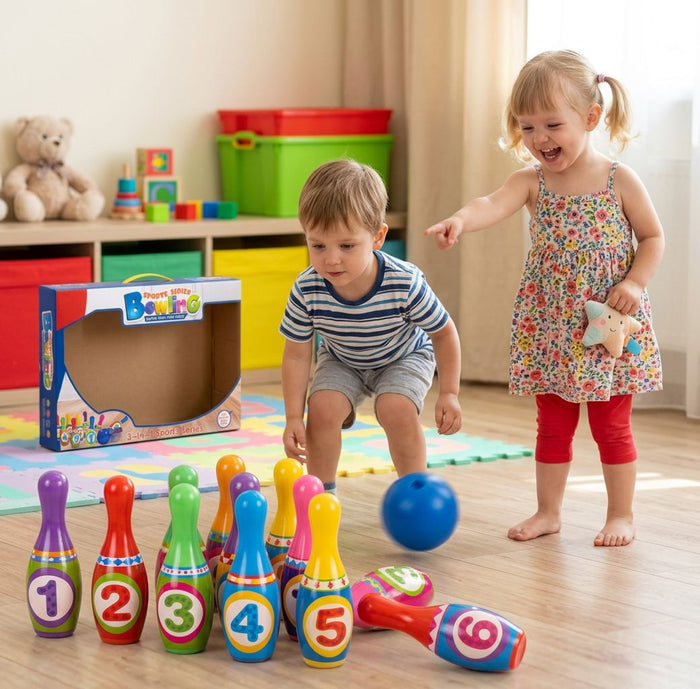Kids Bowling Set – 10 Numbered Pins & Ball (Ages 3+)