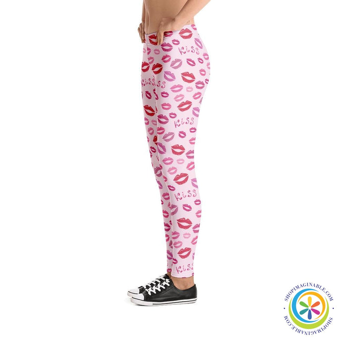 Kissing Lips Full Length Leggings-ShopImaginable.com