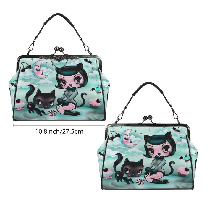 Kitten Doll with Cupcakes • Kiss Lock Purse