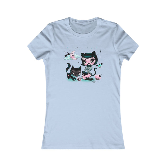 Kitten Doll with Cupcakes • Women's Form Fitting Tee