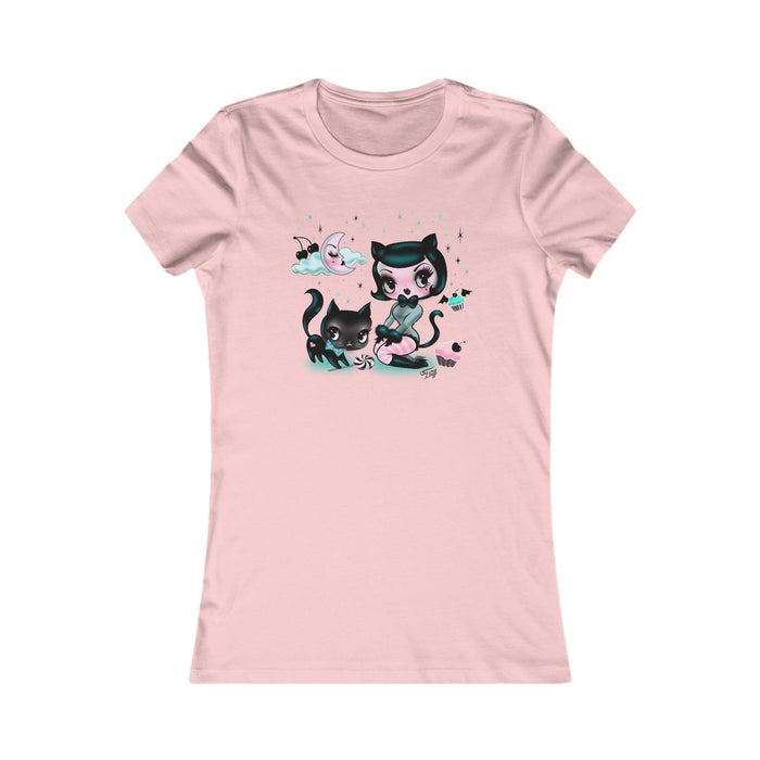 Kitten Doll with Cupcakes • Women's Form Fitting Tee