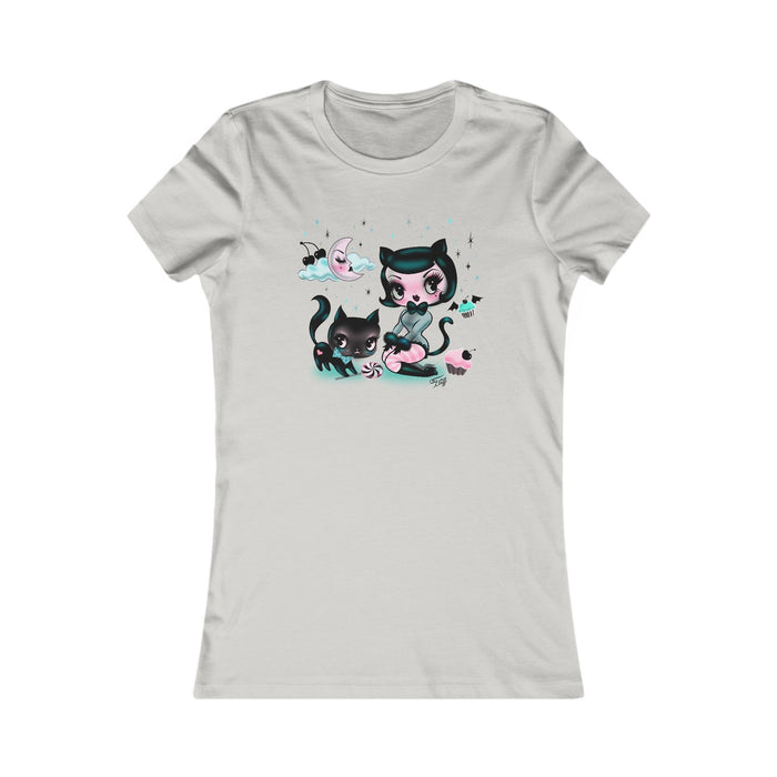 Kitten Doll with Cupcakes • Women's Form Fitting Tee