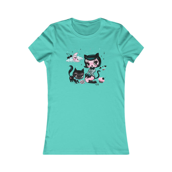 Kitten Doll with Cupcakes • Women's Form Fitting Tee