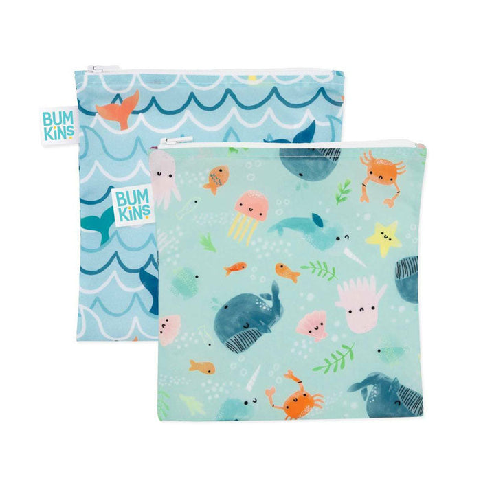 Bumkins Large Snack Bag 2pk - Rolling With The Waves | Koop.co.nz