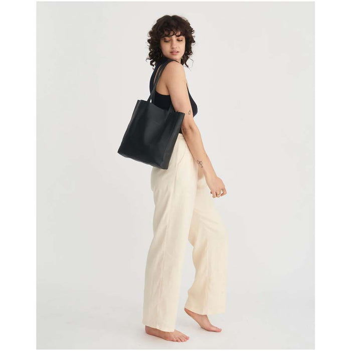 Stitch & Hide Leather Georgia Mini Tote Bag - Black | Koop.co.nz