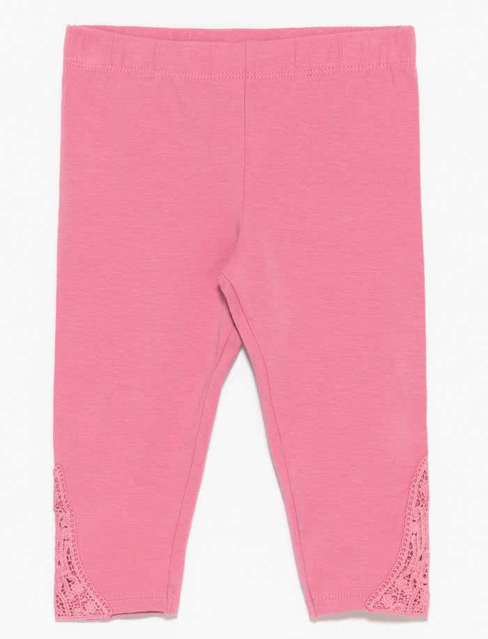 Legging capri en coton bio à dentelle