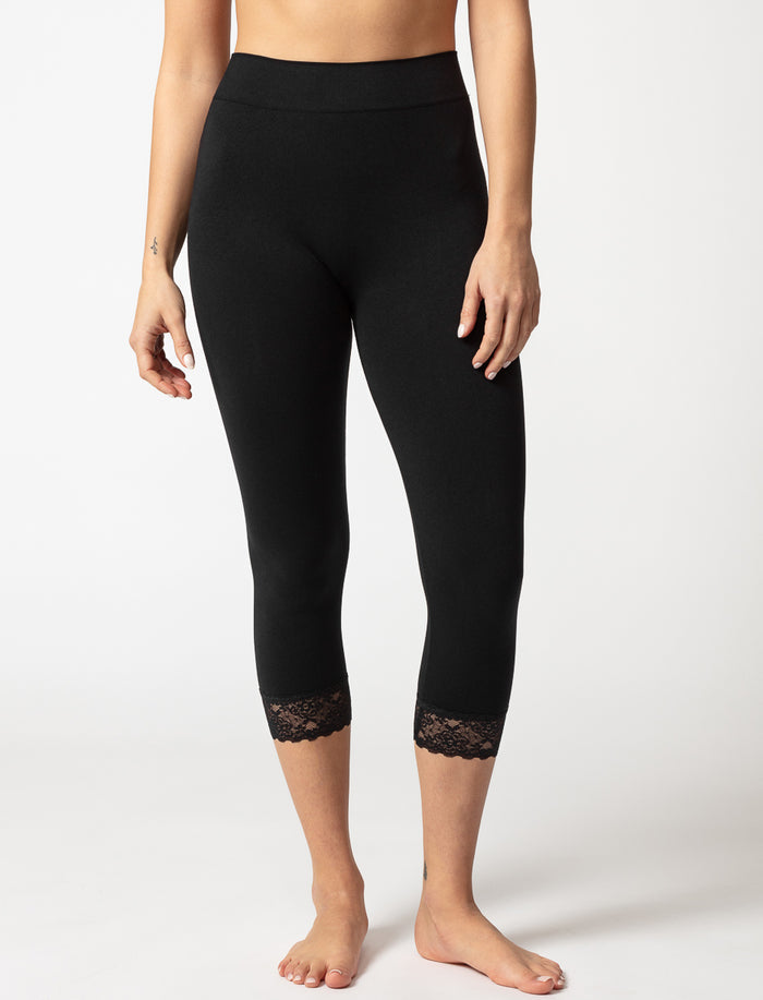 Legging capri sans coutures à dentelle