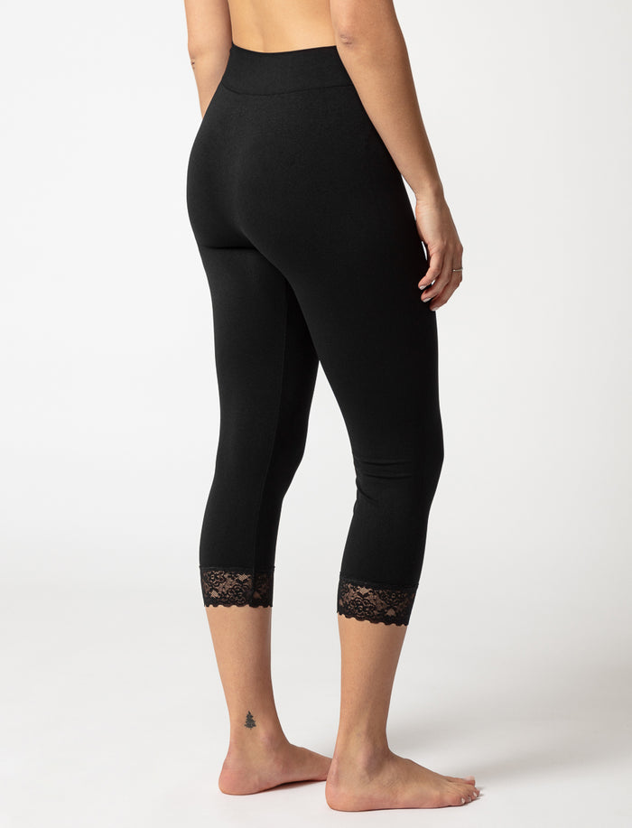 Legging capri sans coutures à dentelle