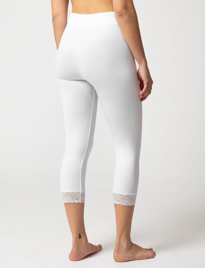 Legging capri sans coutures à dentelle