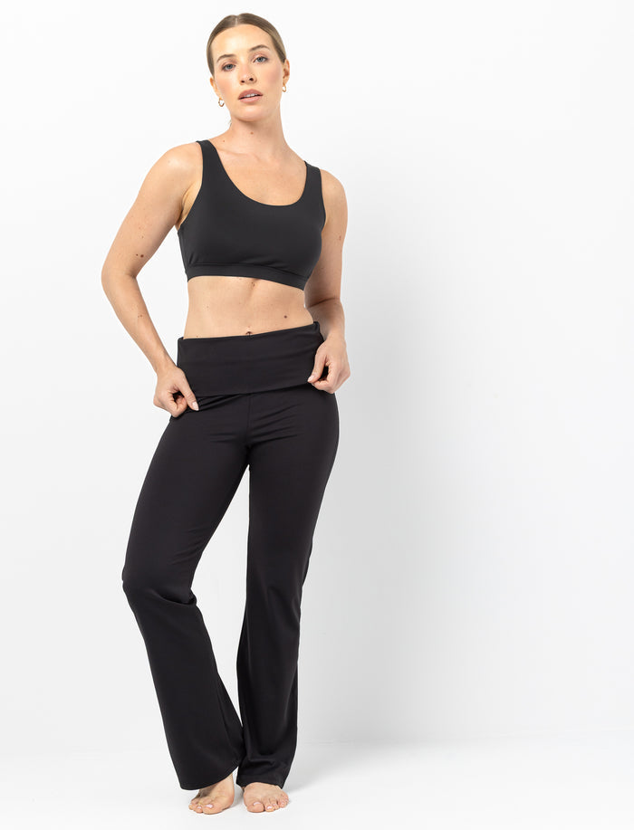 Legging uni à jambes larges pour femme