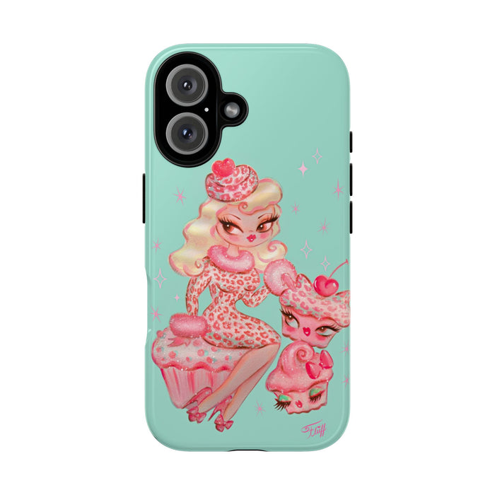 Leopard and Pink Cupcake Girl • Tough Phone Case