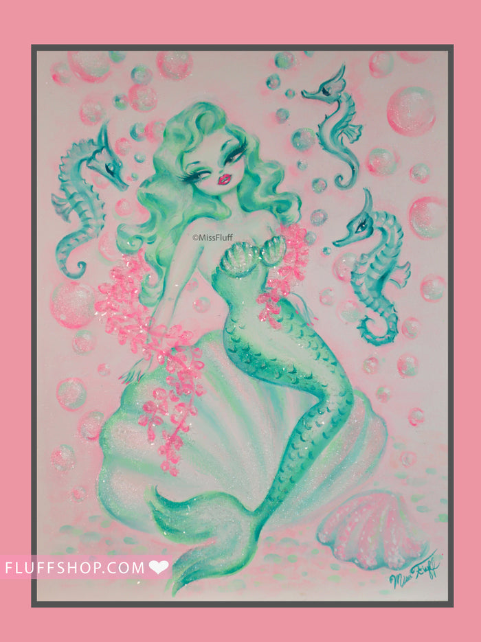 Lime Chiffon Mermaid  • Original Drawing 9x12