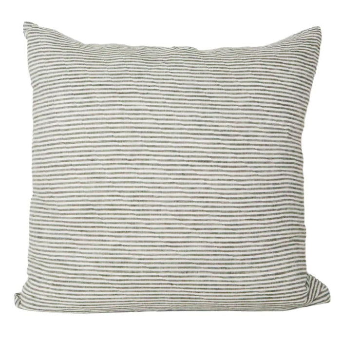 Raine & Humble Linen Stripe Cushion - Olive Green (60cm) | Koop.co.nz