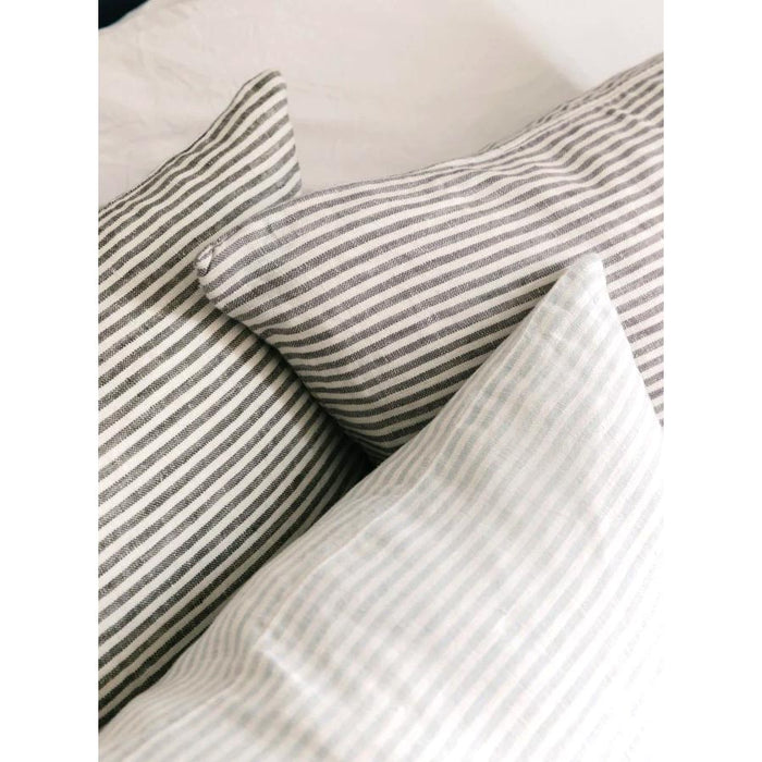 Raine & Humble Linen Stripe Cushion - Olive Green (60cm) | Koop.co.nz