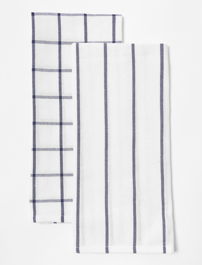Linges à vaisselle rayé et à carreaux - paquet de 2