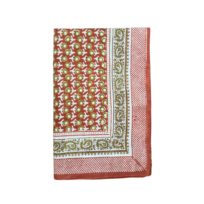 Lotus Garden Cotton Tablecloth in Rust by Bonheur du Jour