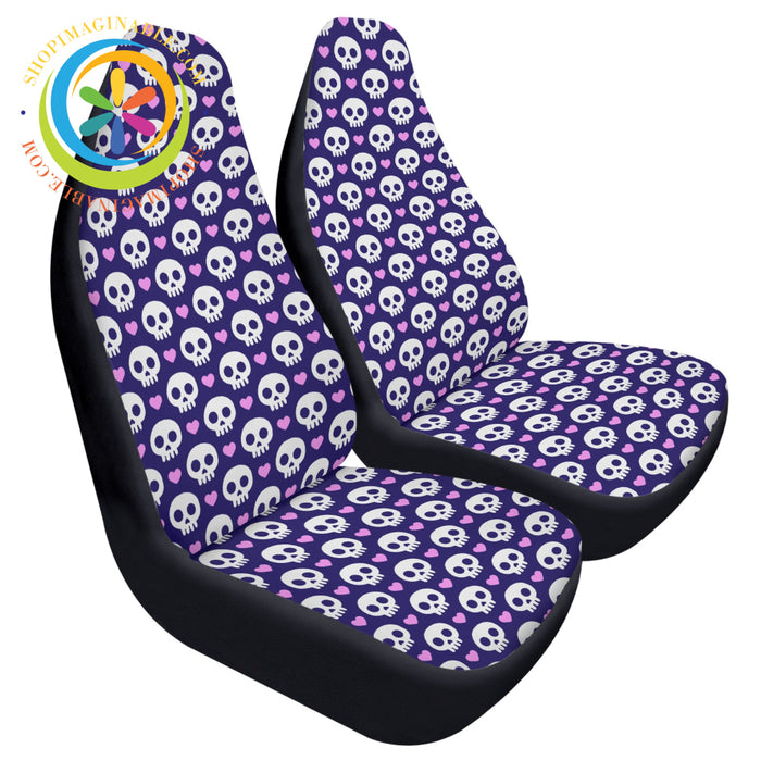 Love Skulls Purple Car Seat Covers Cover