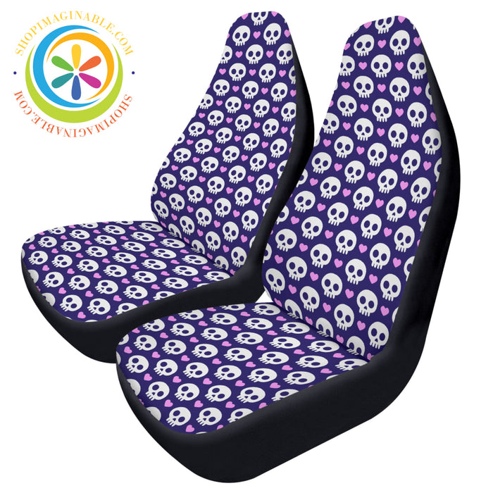 Love Skulls Purple Car Seat Covers Cover
