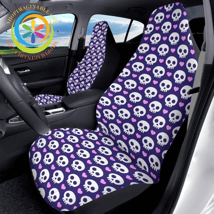 Love Skulls Purple Car Seat Covers Cover