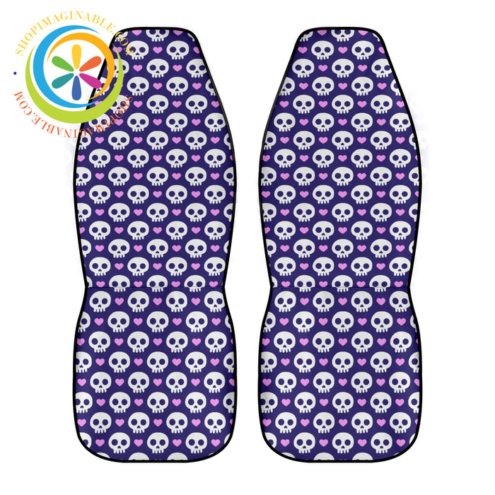 Love Skulls Purple Car Seat Covers Cover