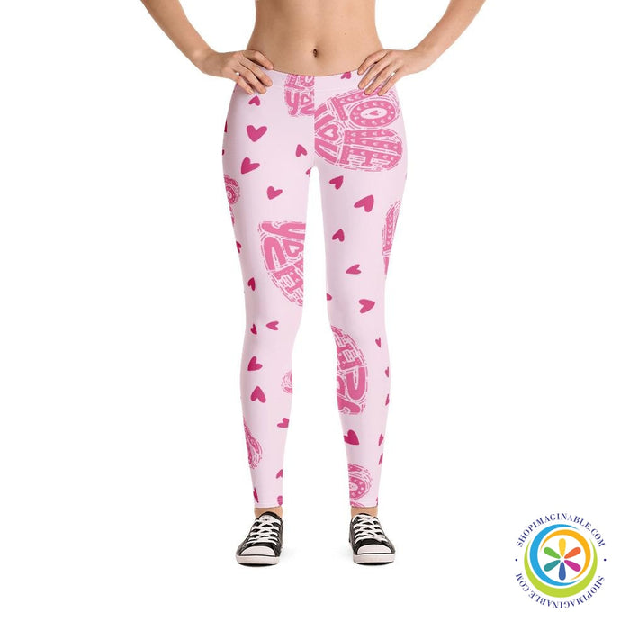 Love You Pink Hearts Full Length Leggings-ShopImaginable.com