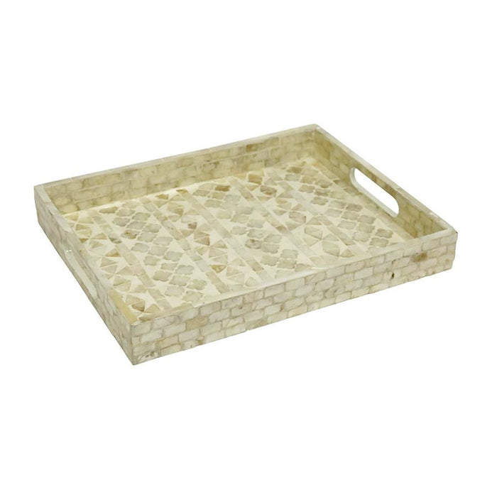 Stoneleigh & Roberson Lulu Capiz Shell Tray - Taupe & Natural | Koop.co.nz