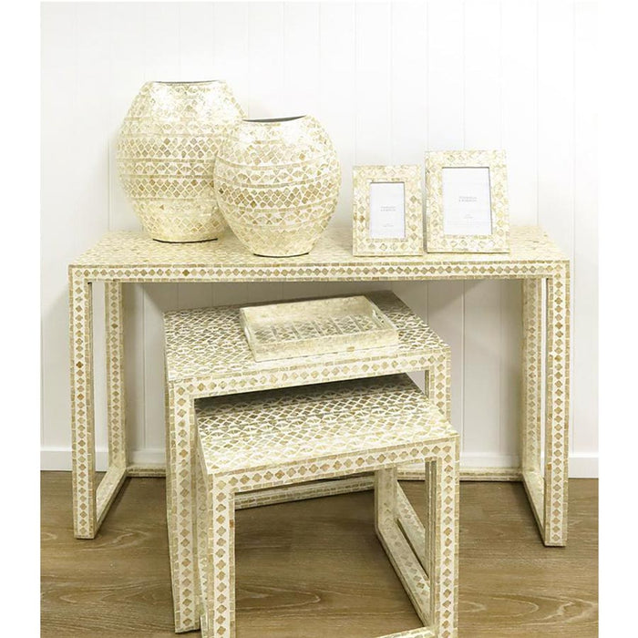 Stoneleigh & Roberson Lulu Capiz Shell Tray - Taupe & Natural | Koop.co.nz