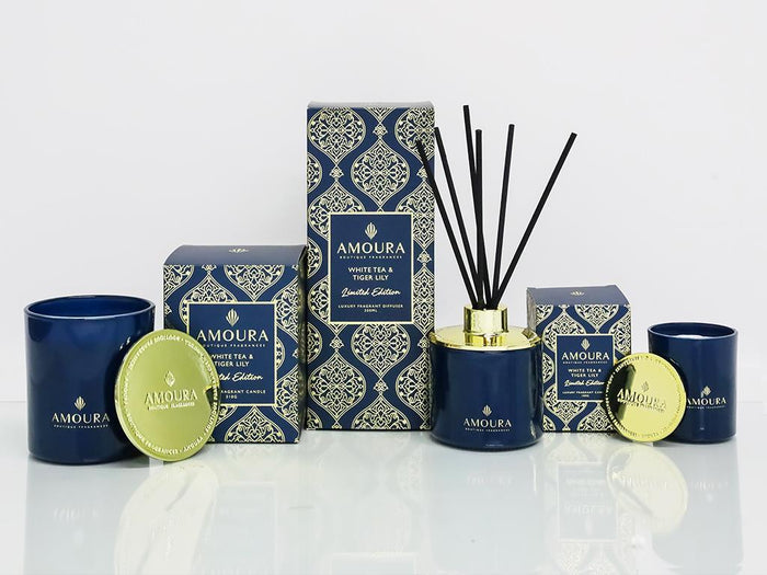 Amoura Luxury Fragrant Candle - White Tea & Tiger Lily | Koop.co.nz