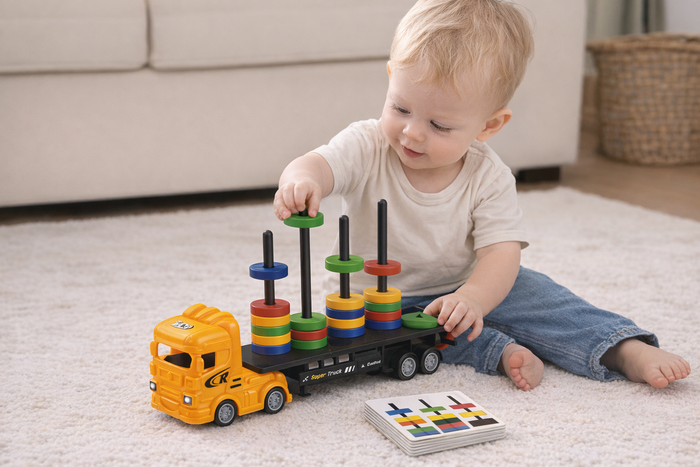 Magnetic Trailer Truck Toy – Color Stacking Game (Ages 3+)