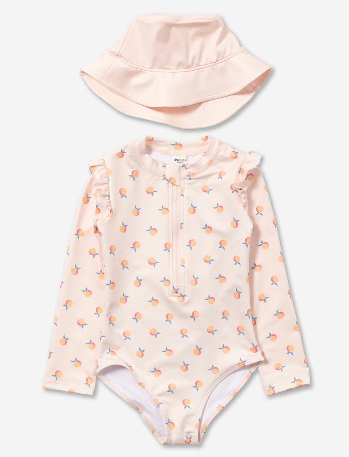 Maillot 1 pièce avec chapeau assorti - petite fille
