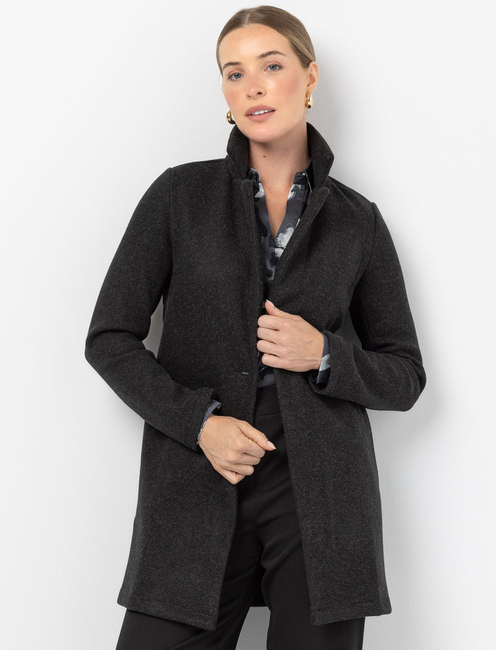 Manteau en laine uni pour femme