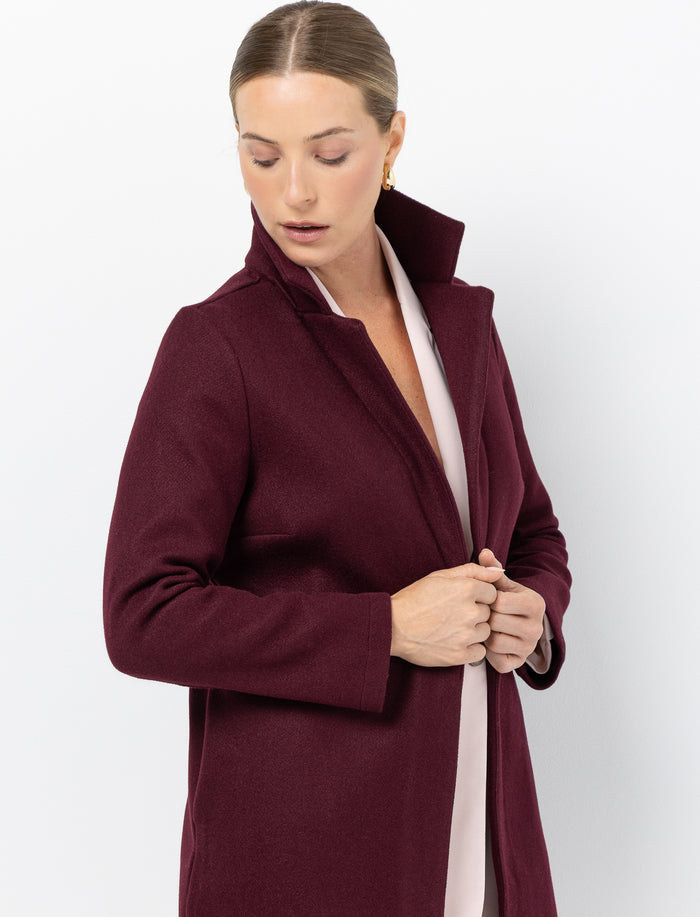 Manteau en laine uni pour femme
