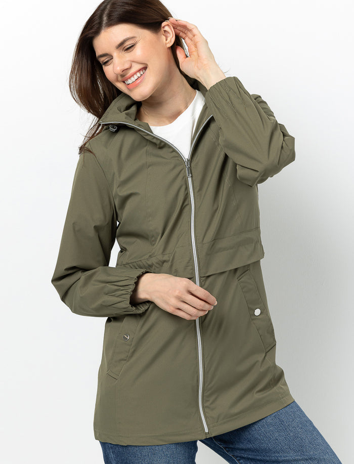 Manteau mi-saison avec capuche intégrée