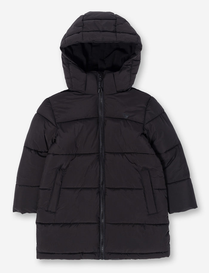 Manteau uni à capuchon pour petite fille