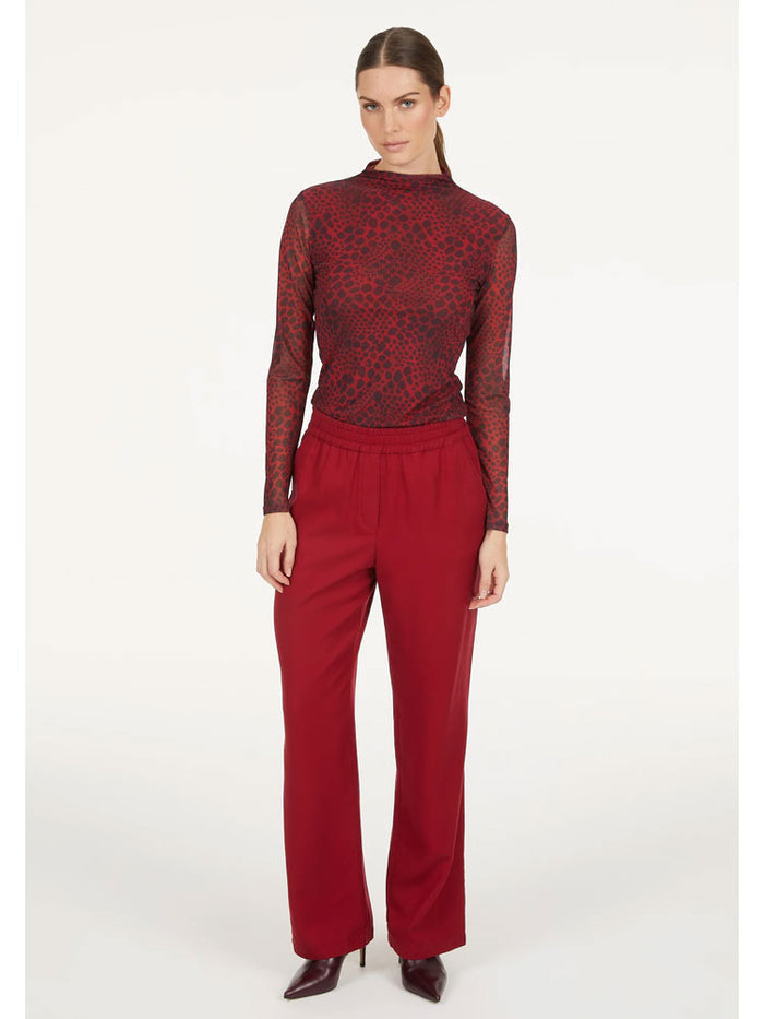 Marc Aurel Snake Print Mesh Top Red