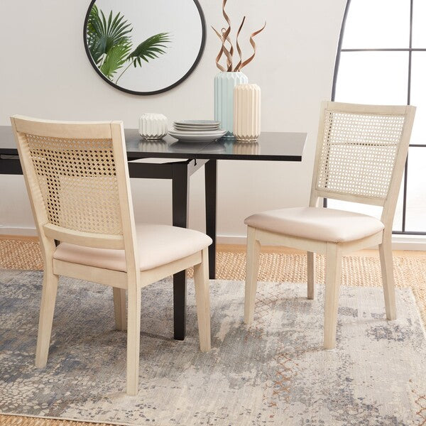 Margo Dining Chair in Whitewashed with Beige Cushion