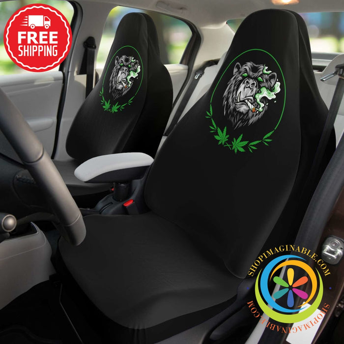 Marijuana Smoking Bear Car Seat Covers-ShopImaginable.com