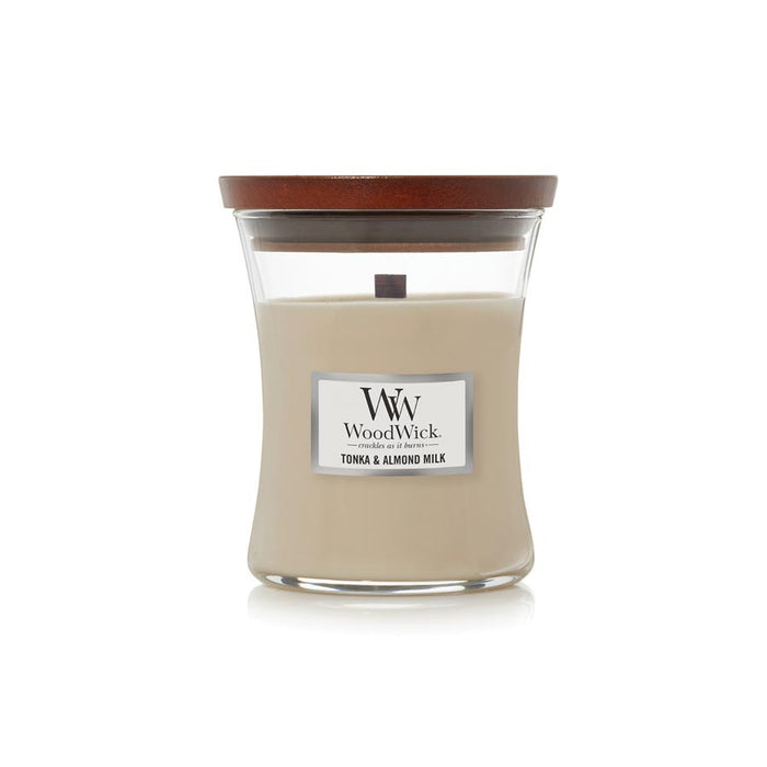 WoodWick Medium Soy Candle - Tonka & Almond Milk | Koop.co.nz