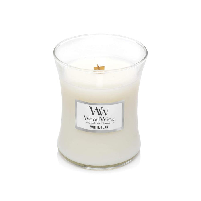 WoodWick Medium Soy Candle - White Teak | Koop.co.nz